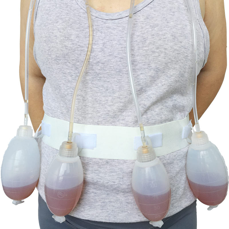 POSTOP MEDICAL WEAR Drainage Bulb Holder Adjustable Belt for JP Drains Tummy Tuck Mastectomy Breast Cancer Post Surgery Reconstruction Surgical Abdominal Recovery Women Men, White, Large (Pack of 1) Large (Pack of 1)