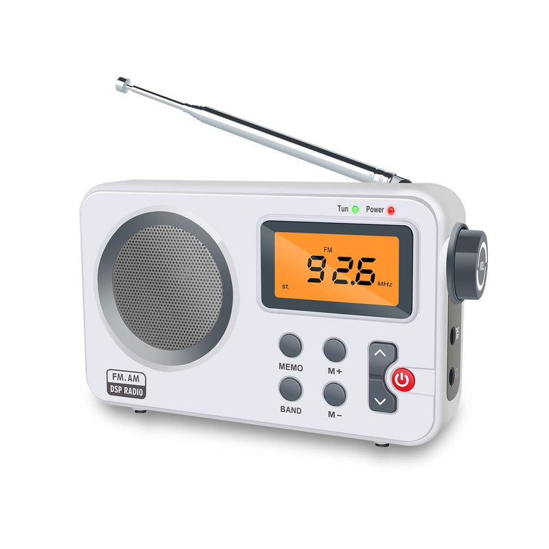 Vnaovd Portable AM FM Radio, Best Reception and Longest Lasting Personal Pocket Radio with LCD Screen, Digtail Alarm Clock, Compact AM FM Player Operated by Power Plug or 4AA Batteries(Not Included) SY801