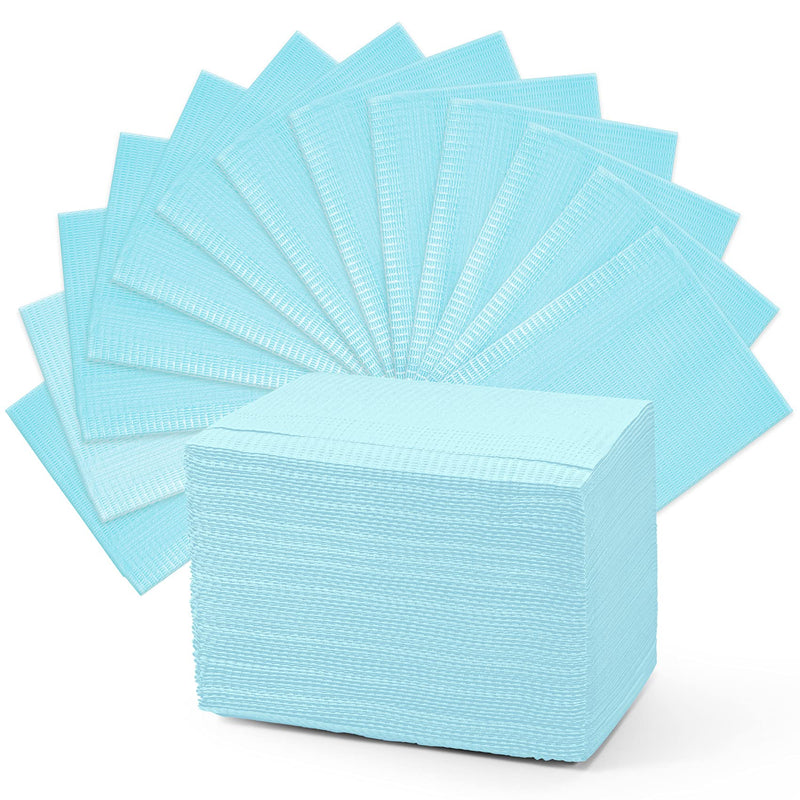 Disposable Dental Bibs Waterproof Dentist Napkins 60 PCS, 3 Ply Tattoo Bibs Tray Covers Patient Bib Lap Cloths 13" x 18" for Dental Clinic, Tattoo Staion and Salon - Light Blue