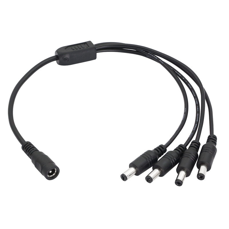 YACSEJAO DC Power Splitter Cable 1 Female to 4 Male 5.5mm X 2.1mm CCTV DC Power Supply Splitter Cable for CCTV Security Cameras