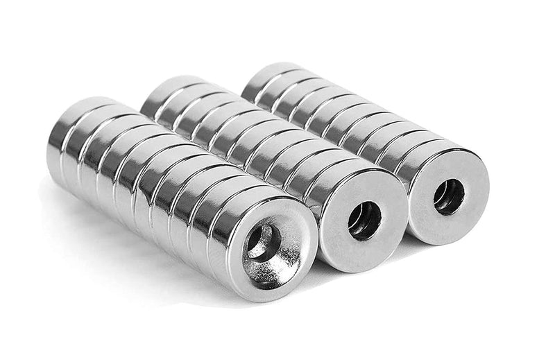 ZDYWY 30 Pieces 8 x 5mm with 3mm Countersunk Hole Permanent Disc Rare Earth Fastener Magnets Refrigerator Neodymium Magnets - 0.32 inch D x 0.2 inch H with 0.12 inch D Screw Hole