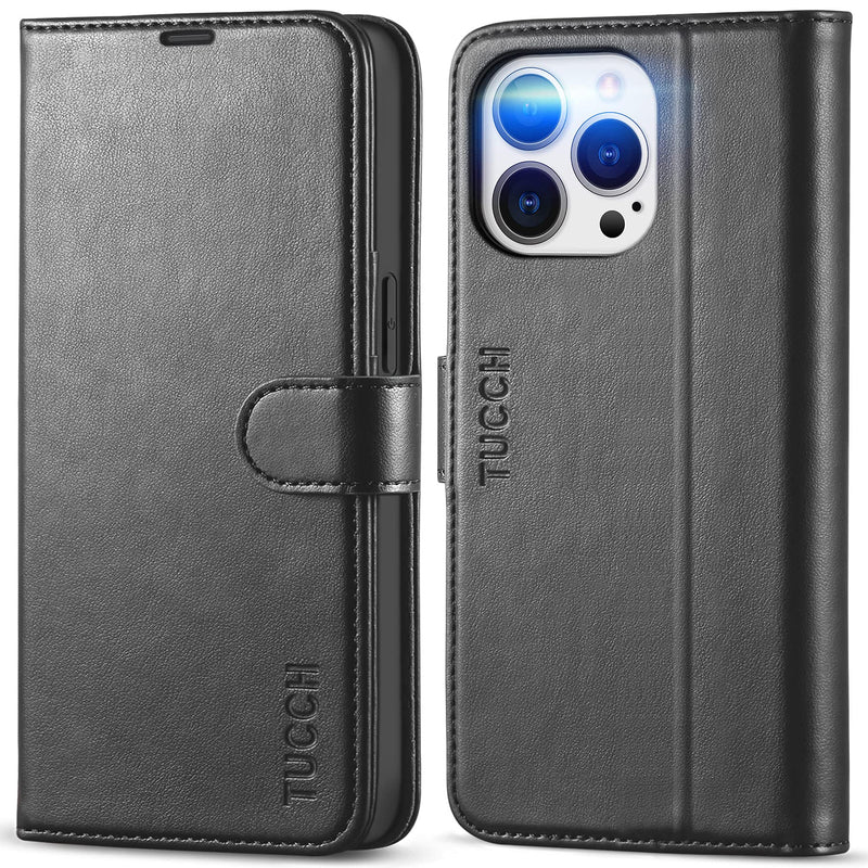 TUCCH Case for iPhone 13 Pro Wallet Case, Protective [TPU Shockproof Inner Shell], PU Leather [RFID Blocking] Card Holder Magnetic Stand Folio Cover Compatible with iPhone 13 Pro 6.1-inch 2021, Black