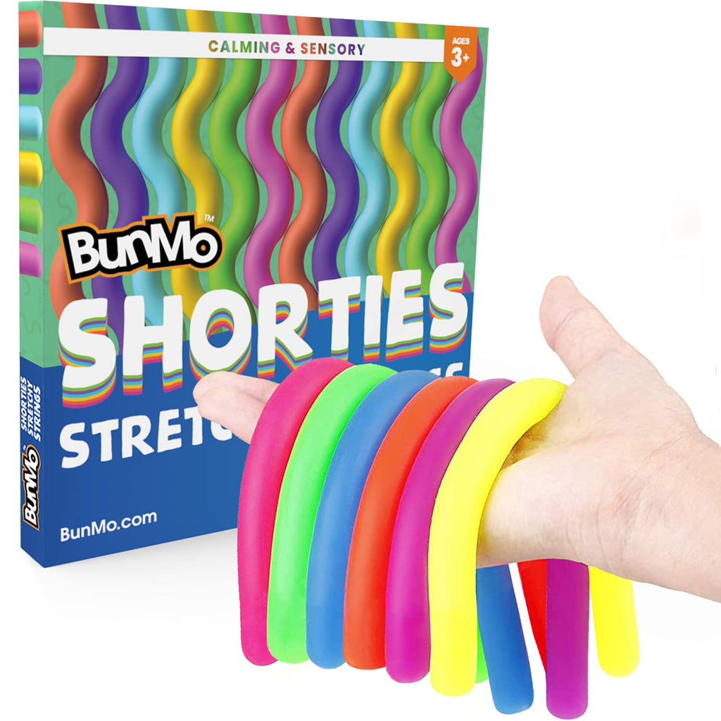 BunMo Stretchy Strings Fidget Toys - Small Fidget Noodles - Calming Noodle Fidget Stress and Anxiety Toys - Ideal Sensory Noodles or Stretchy Noodles. Stretchy Strings 12PK - Shorties