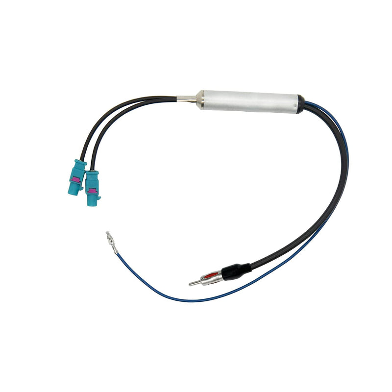 POBADY Car Radio AM/FM Antenna Amplifier Splitter Dual Fakra Z Male Plug to DIN Male Plug Splitter Cable 43CM/16.9IN Compatible with FM AM Car Radio