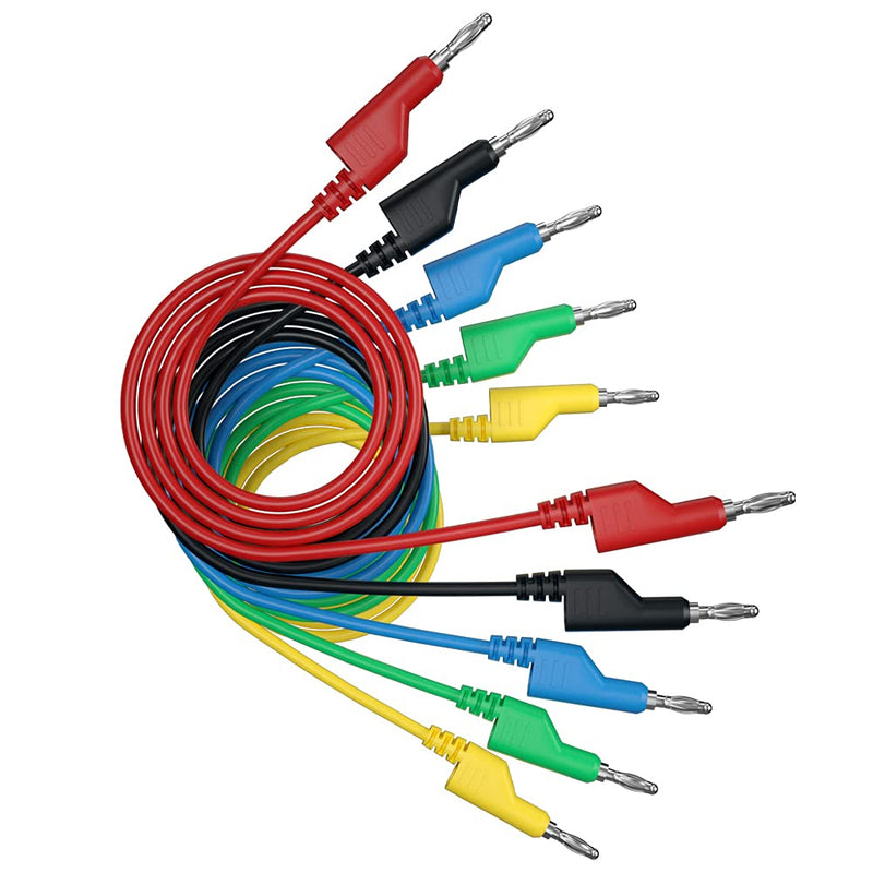 CZJZDZ 5pcs 4mm Banana Plug to Banana Plug Test Leads Stackable Soft Electrical Test Cable Line Wire 3.3ft/1m for Multimeter 1000V J.70054