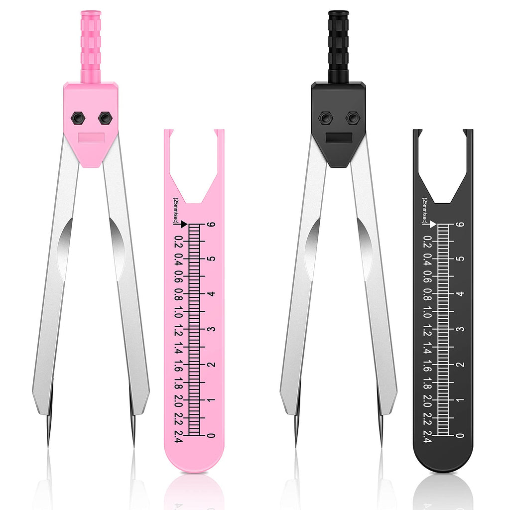 2 Pieces EKG Caliper ECG Calipers Measuring Tool with Ruler Electrocardiogram Drafting Divider for Nursing (Black and Pink) Black and Pink