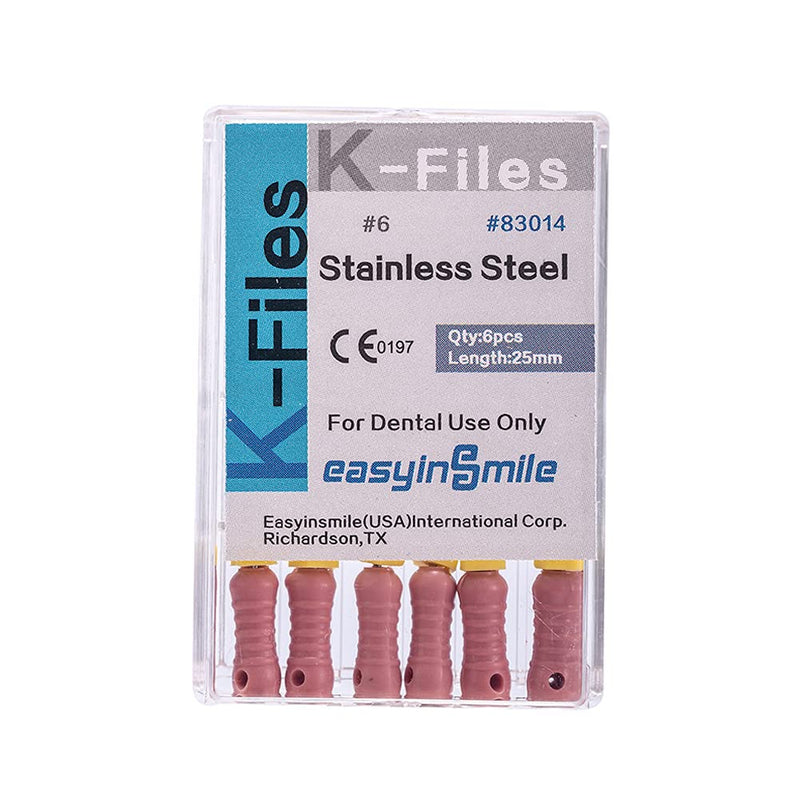 Easyinsmile Dental Endo Hand Use K-Files 25MM Endodontic Stainless Steel Files (6#) 6#