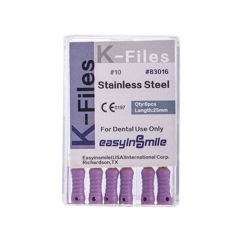 Easyinsmile Dental Endo Hand Use K-Files 25MM Endodontic Stainless Steel Files (10#) 10#