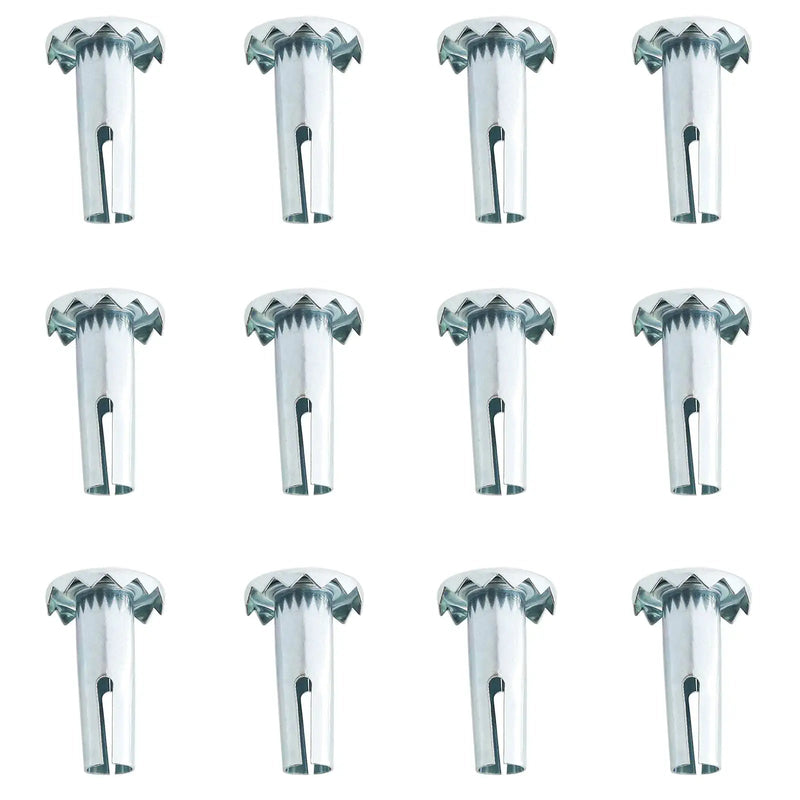 heyous 12PCS Caster Sockets 0.35" x 1.2" Metal Caster Stem Sleeve, Wheel Socket Furniture Insert Socket Type Mounting Stem for Stem Caster, Grip Ring Caster, Chair Legs