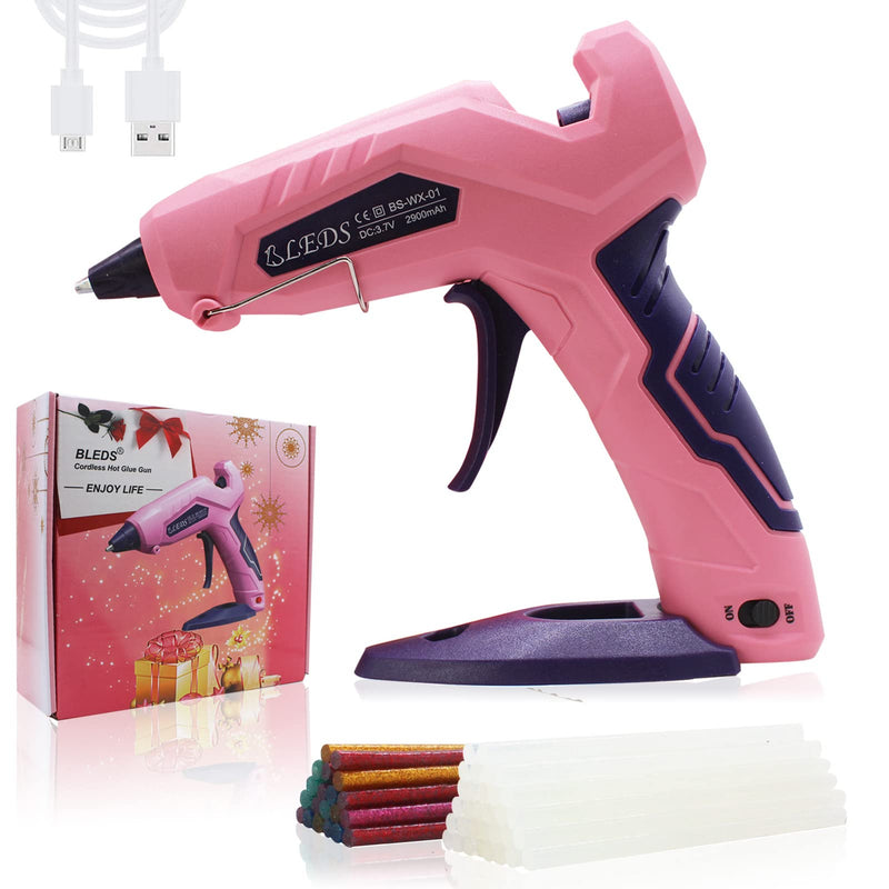 Cordless Hot Glue Gun, BLEDS USB Rechargeable Glue Gun with 30 Pcs Glue Sticks Stand-Up Hot Melt Glue Gun Battery Charged Cordless Glue Gun For Craft, Decor, DIY, Art (Patented)