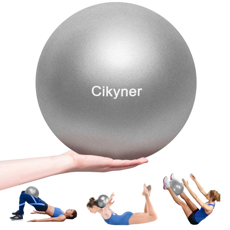 Cikyner Soft Pilates Ball, Small Exercise Ball 23-25cm Mini Gym Ball with Inflatable Straw, Suitable for Pilates, Yoga, Full body Training, Physical Therapy and Balance improving at Home, Gym & Office gray