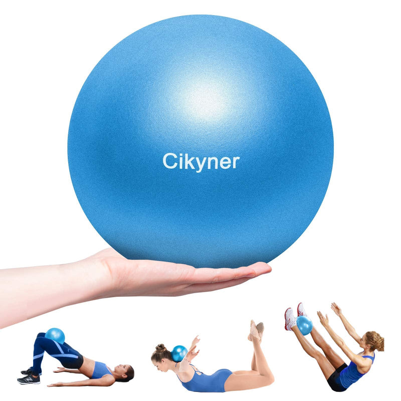 Cikyner Soft Pilates Ball, Small Exercise Ball 23-25cm Mini Gym Ball with Inflatable Straw, Suitable for Pilates, Yoga, Full body Training, Physical Therapy and Balance improving at Home, Gym & Office blue