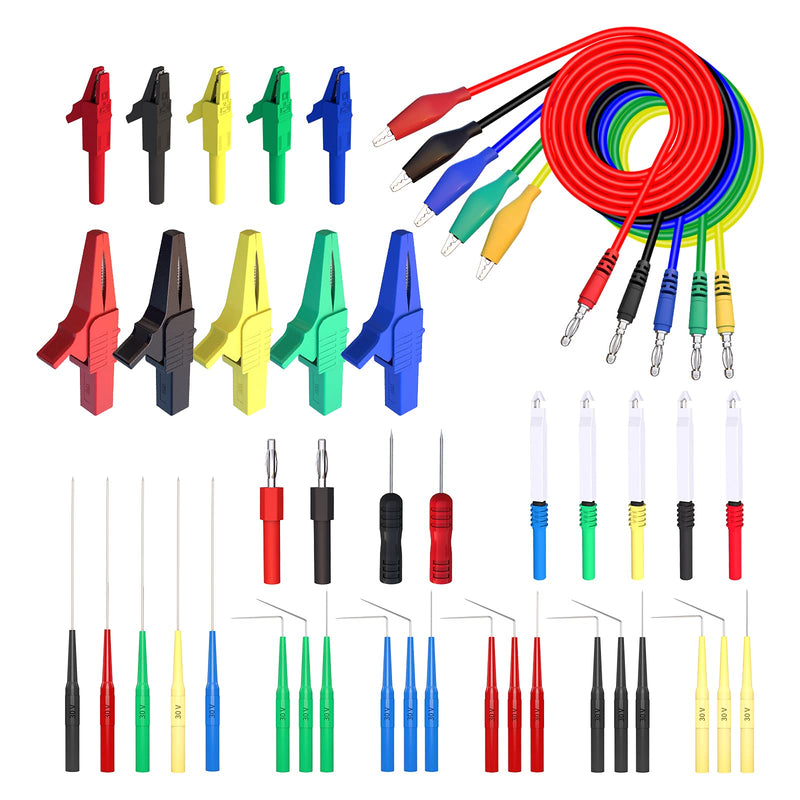 Goupchn Back Probe Kit 44PCS Banana Plug to Copper Alligator Clips Test Leads Kit with Alligator Clips, Wire Piercing Probes Set, 4mm Banana Plug Adapter for for Car Repairing Automotive Diagnostic