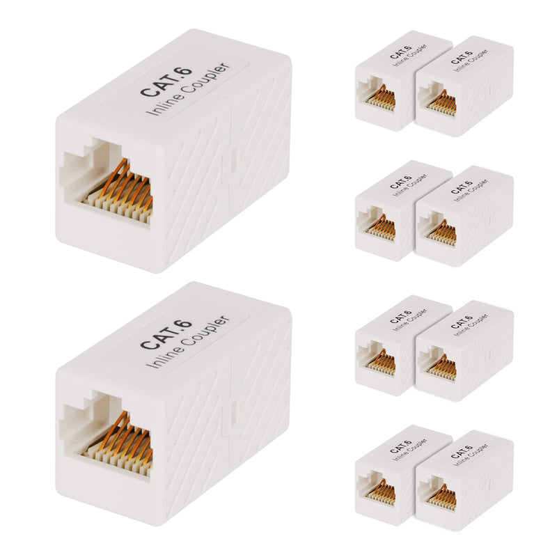 Iwillink (10 Pack) RJ45 Coupler, Ethernet Coupler, RJ45 Connector for Cat5e/Cat6/Cat7 Ethernet Cable, Extender Adapter Female to Female, White