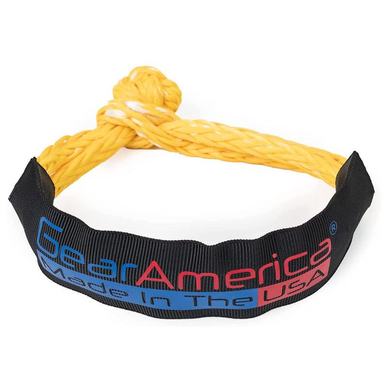 GearAmerica ATV/UTV Synthetic Soft Shackles 5/16” – 17,000 lbs MBS – for Off-Road ATV/UTV Recovery, Towing & More – Stronger Than Steel D Rings – Protective Sleeve & Storage Bag Included - Yellow Yellow - 5/16" - Single