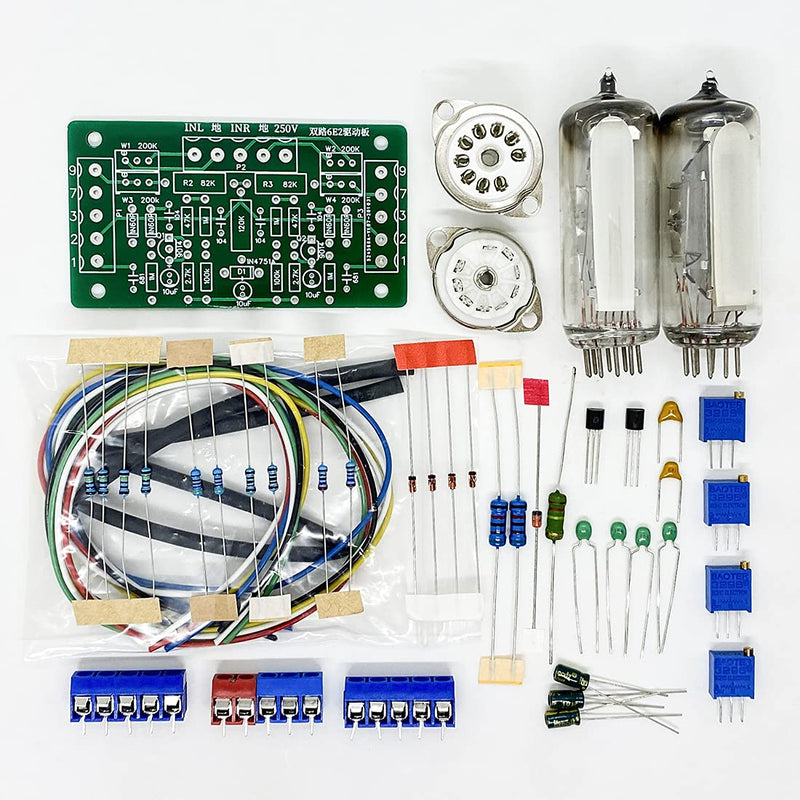 1Set Dual Way Magic Eye 6E2 Tube Audio Level Indicator Module VU Meter Music Spectrum Vacuum Tube Level Indicator Driver Board DIY Kits