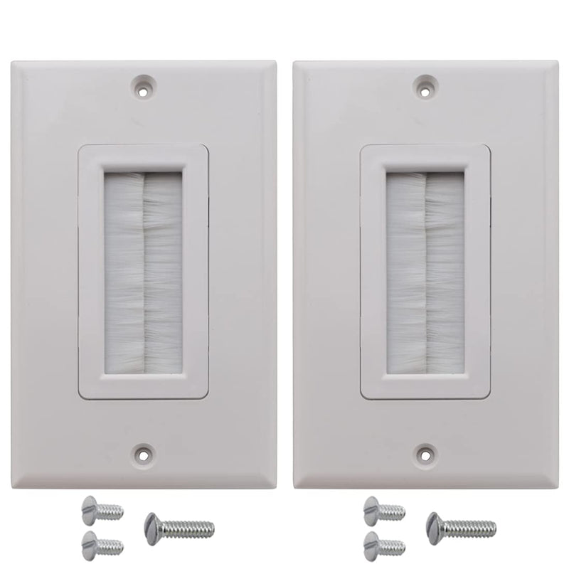 Aifeier ET 2 Pack Single Brush Wall Plate, Cable Pass-Through Insert for Single Gang Cable Access Strap, Wires, Wall Socket of HDTV, HDMI, Home Theater System