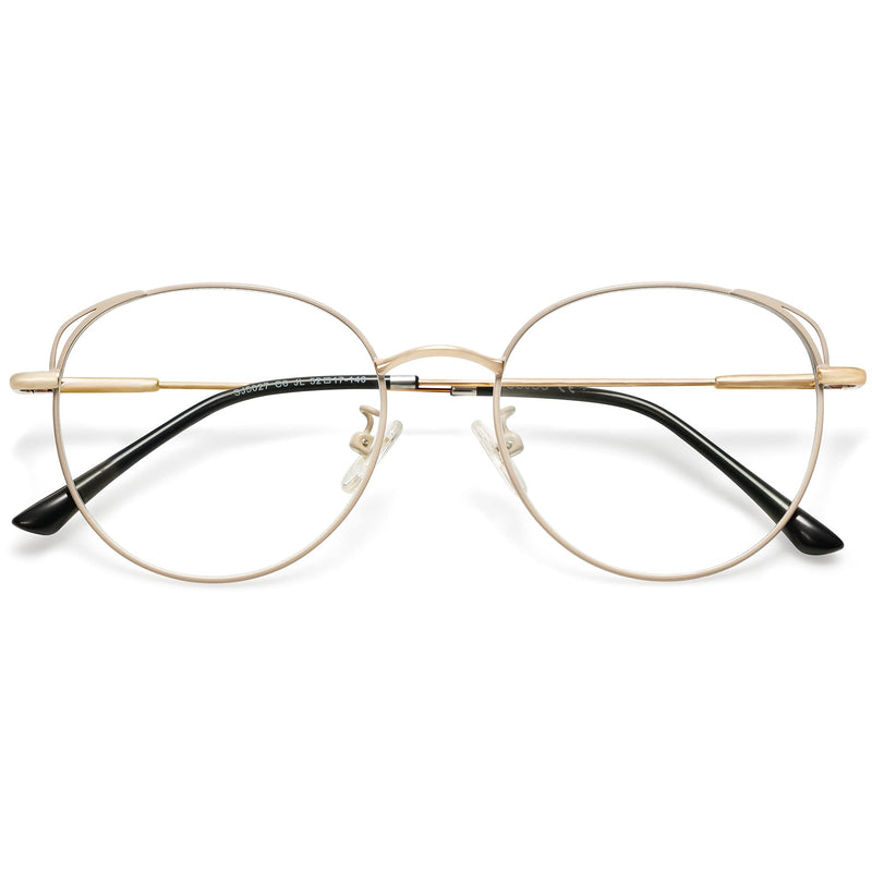 SOJOS Cat Eye Blue Light Blocking Glasses Hipster Metal Frame Women Eyeglasses She Young Beige