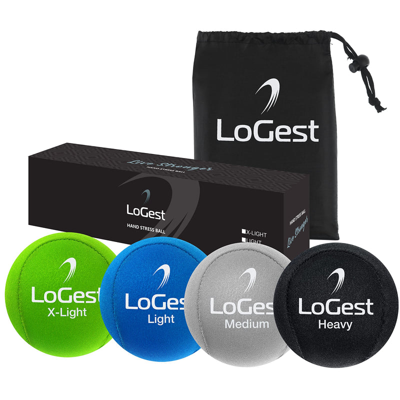 Logest Hand Stress Ball - Stress Reliever and Hand Exercise Ball - Stress Balls for Adults to Strengthen Grip Reduce Carpal Tunnel Pain Anxiety Finger Hand Green, Blue, Gray, Black