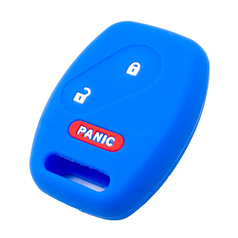 EYANBIS Silicone Key Fob Cover Fit for Honda Accord Civic Crosstour CR-V CR-Z Fit Insight Odyssey Pilot Ridgeline Straight 3 Buttons Key Fob | Car Accessories | Remote Key Protection Case - Blue