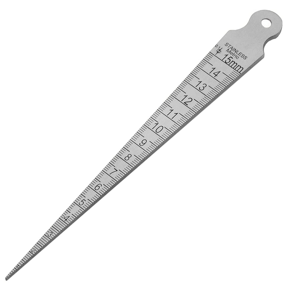 Taper Gauge - 1-15mm 1/32-5/8 Inch Stainless Steel Gap Taper Welding Thickness Gauge Gage Test Ulnar, Inch & Metric Hole Inspection Measure Tool