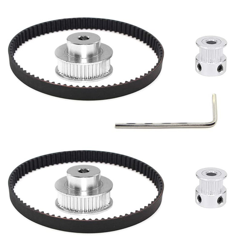 MMOBIEL 2X 2GT Synchronous Timing Belt 200 x 6mm / 7.8 x 0.23inch and Pulley Wheel 20-36 Teeth 5mm Bore Aluminum Timing Pulley Complete Set Incl. 4X M4 Screws and Wrench