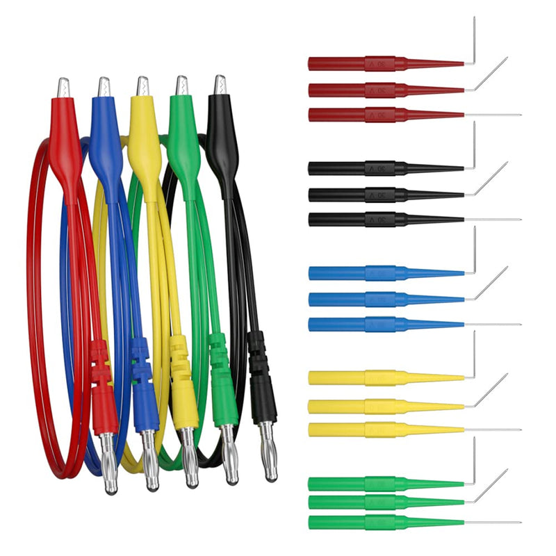 CZJZDZ Test Lead Kit 20pcs Alligator Clip to 4mm Banana Plug Test Probe Back Probes Kit Test Pins for Automotive Repair Inspection Tools Set JT8005