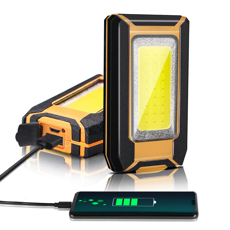 2 Pack 40W 1600LM LED Work Light, Rechargeable Portable LED Magnetic Flood Lights for Outdoor Camping Hiking Emergency Car Repairing and Waterproof Job Site Lighting (2 Pack) 2