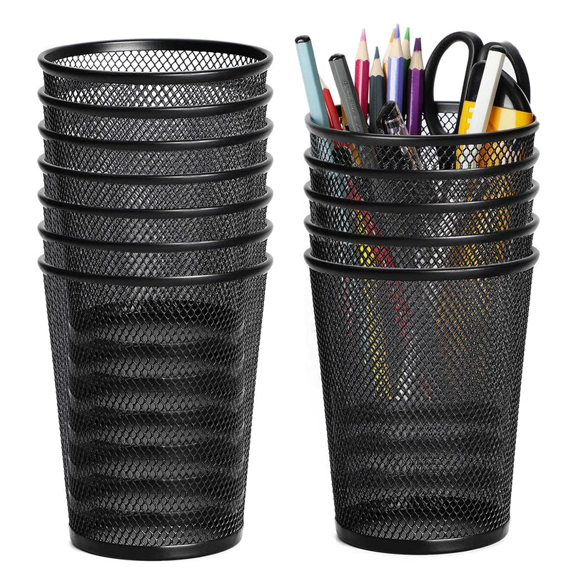 Pen Holder for Desk Mesh Pen Cups Metal Pencil Holder 12 Packs Desk Organizers and Storage 4.3x3.56x2.6inch Black