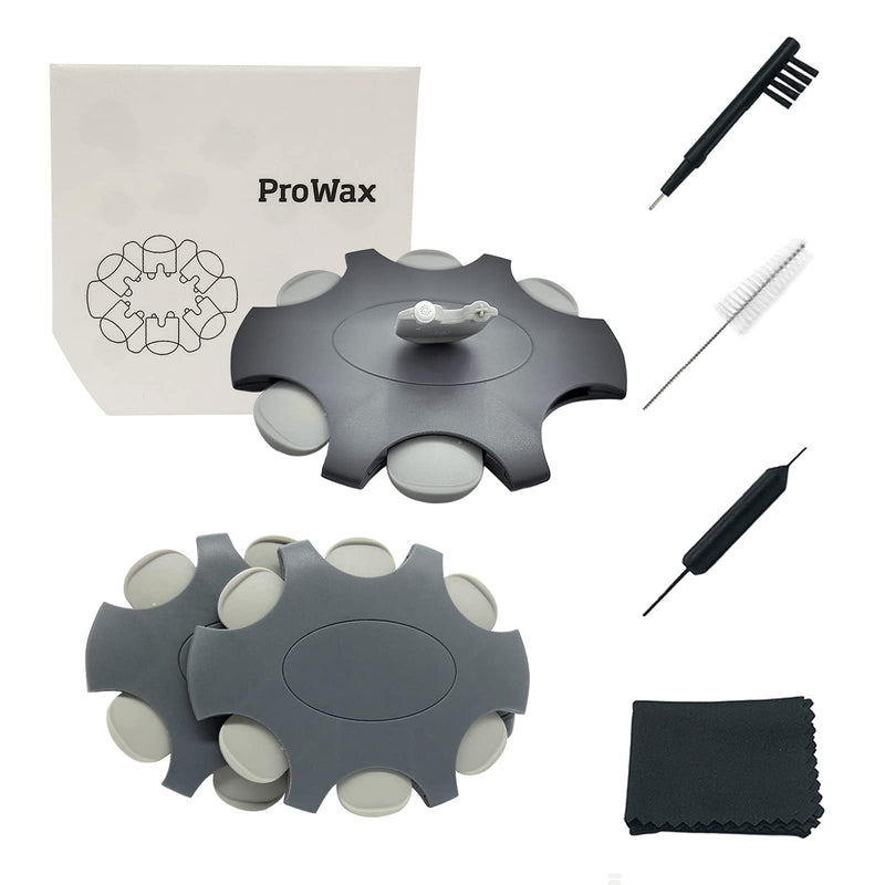 Hearing aid Wax Guards (2mm) Replacement Wax Filters for Oticon ProWax Wax Traps, Hearing Amplifier Cleaning Brush kit Tools with Carry case (2pack, Light Gray) 2pack