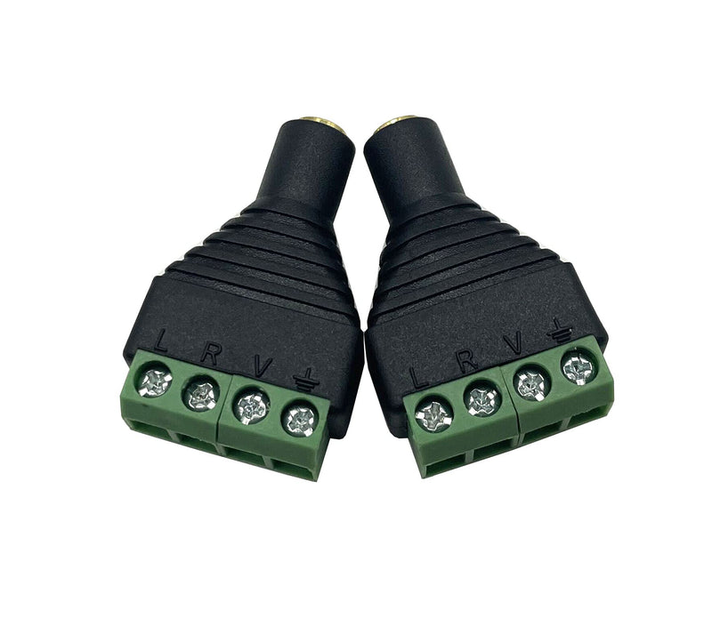 Dafensoy 3.5mm Screw Terminals are Free of Soldering,3.5mm (1/8) Stereo TRRS Female to AV 4 Pin Female Screw Port Audio Converter Adapter.2-Pack (3.5mm TRRS F to AV 4Pin F) 3.5mm TRRS F to AV 4Pin F