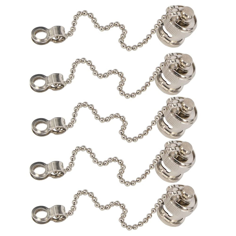 BOOBRIE 5-Pack BNC Dust Cap Waterproof Protective Cover with Chain BNC Coax Cap for BNC Female Jack Connector RF Coaxial Adapter Nickel-Plated