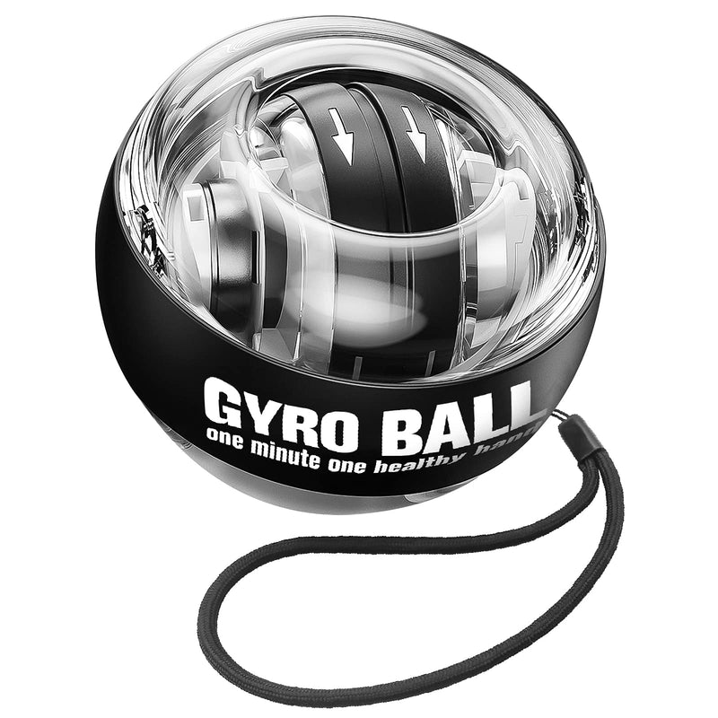 JIN BD Wrist Trainer Ball Auto-Start Wrist Strengthener Gyroscopic Forearm Exerciser Gyro Ball for Strengthen Arms, Fingers, Wrist Bones and Muscles BLACK Without Light
