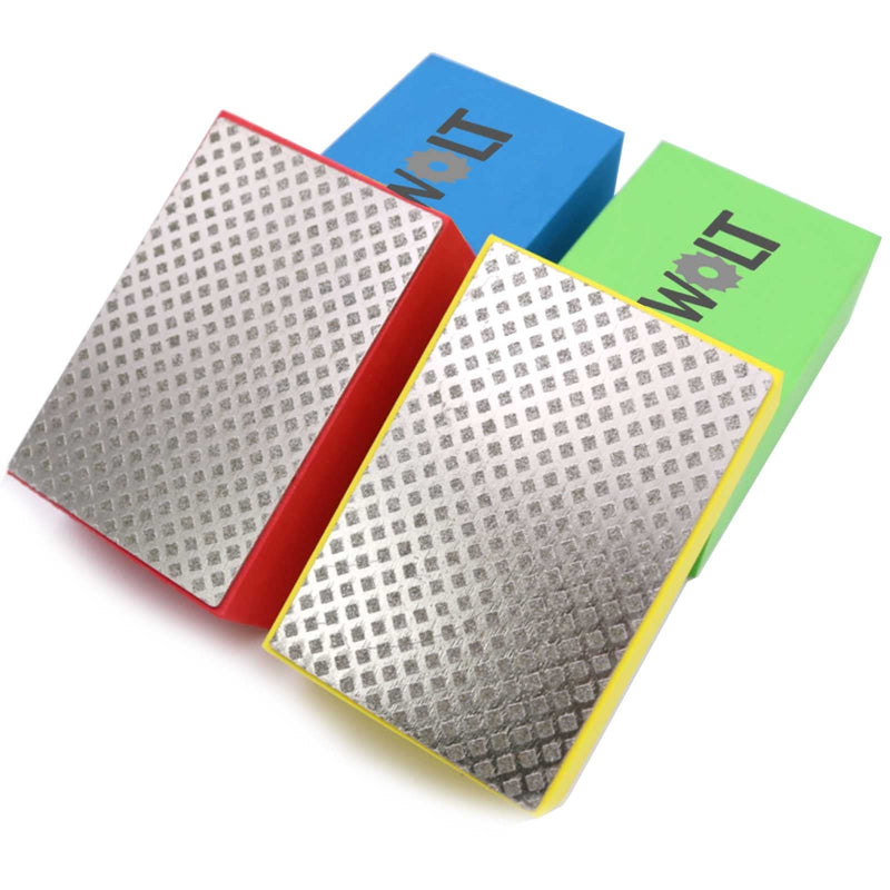 KEEYWOLT Diamond Hand Polishing Pads extremely Sharp Sanding Block Kit For Sanding Ceramic Tile Concrete Glass Stone Granite Marble-60#,100#,200#,400# 4Pcs(Grid) Grid