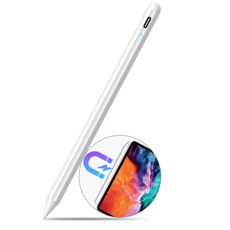Stylus Pen for Apple iPad with Palm Rejection and Magnetic.Digital Pencil for IPad 2018-2021,for iPad 6/7/8th/9th,Air/4th, Mini 5th/6th,iPad Pro 3rd/4th (11"&12.9"),Precise Drawing and Writing White 2nd Gen