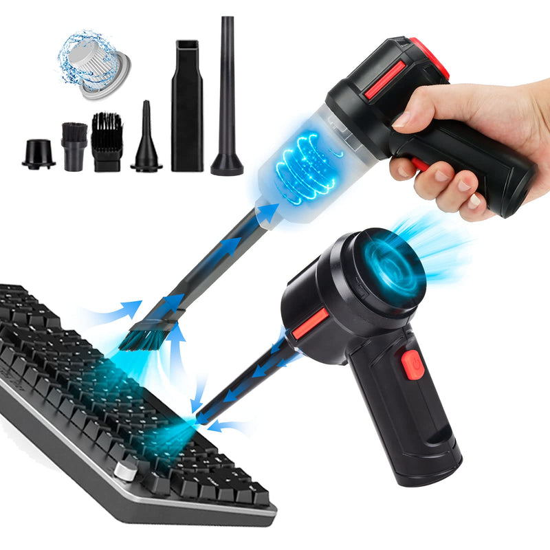 Meudeen Battery Operated Air Duster for Keyboard Cleaning,Cordless Air Duster Computer Cleaning, Compressed Air Duster & Mini Vacuum Keyboard Cleaner 3-in-1,for Laptop, PC Duster Black