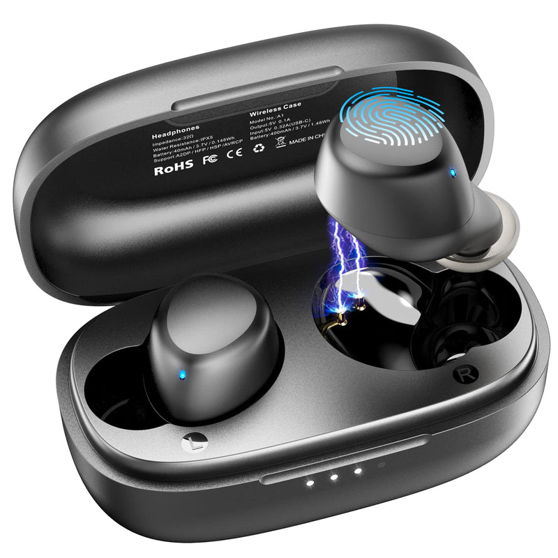 TOZO A1 Mini Wirelessâ€‚Earbudsâ€‚Bluetooth 5.0 in Ear Light-Weight Headphones Built-in Microphone, Immersive Premium Sound Long Distance Connection Headset with Charging Case, Black