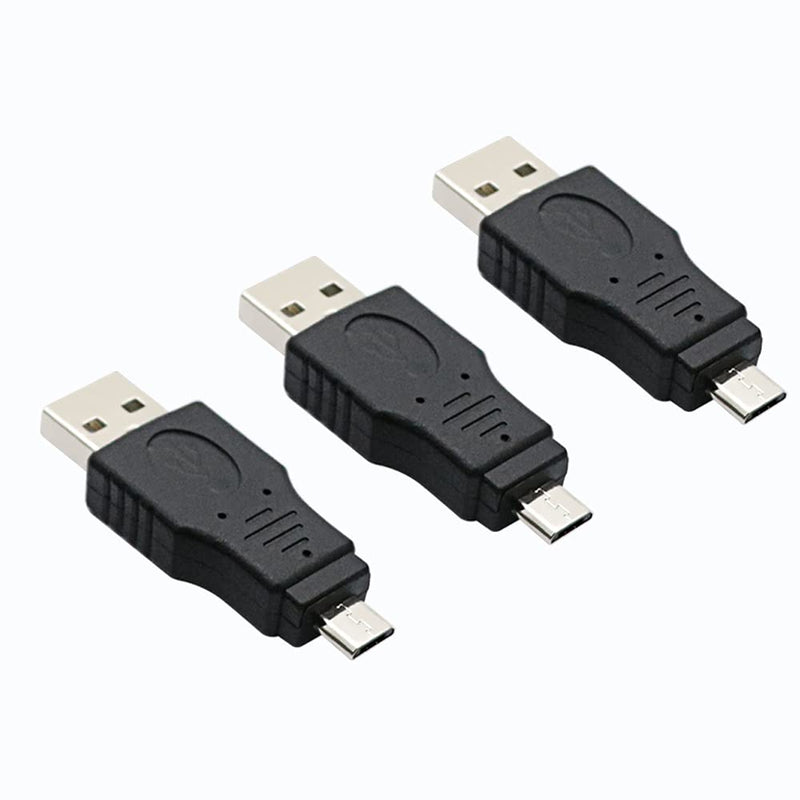 USB 2.0 Adapter - A-Male to Micro-Male - Black (3 Pack)