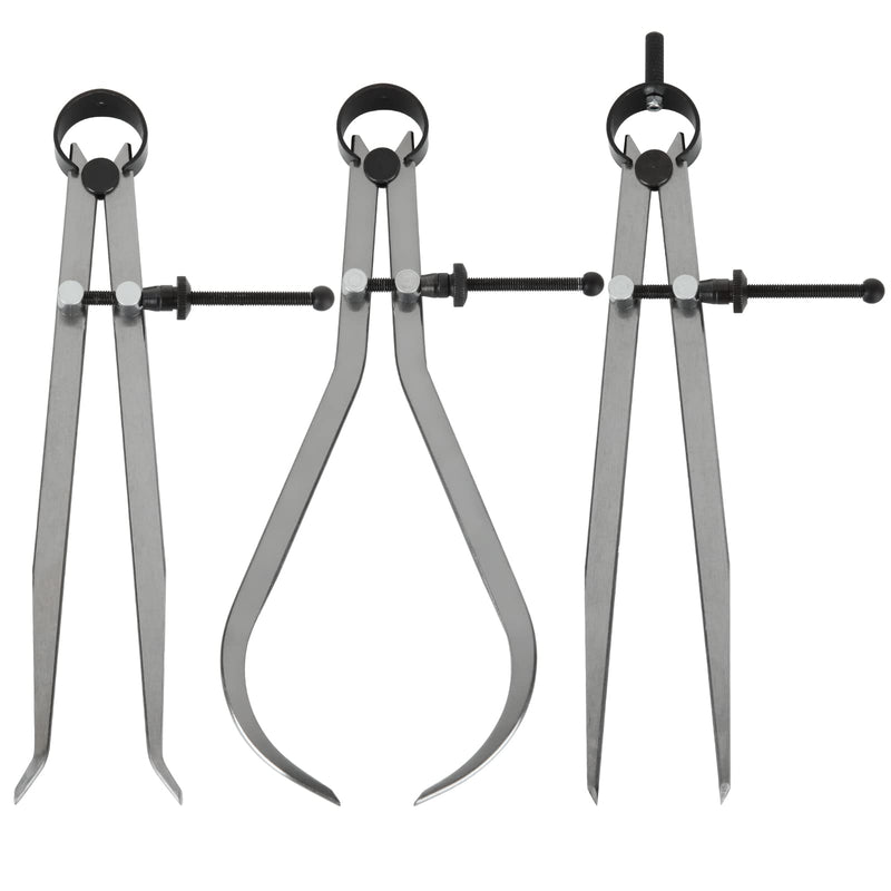 DAJAVE 3 Piece Spring Caliper / Divider Set, 8 inches Inside Spring Outside Divider Caliper Set, Calipers Measuring Tool for Wood Turning Lathe Projects, 8 to 10.9 Inches