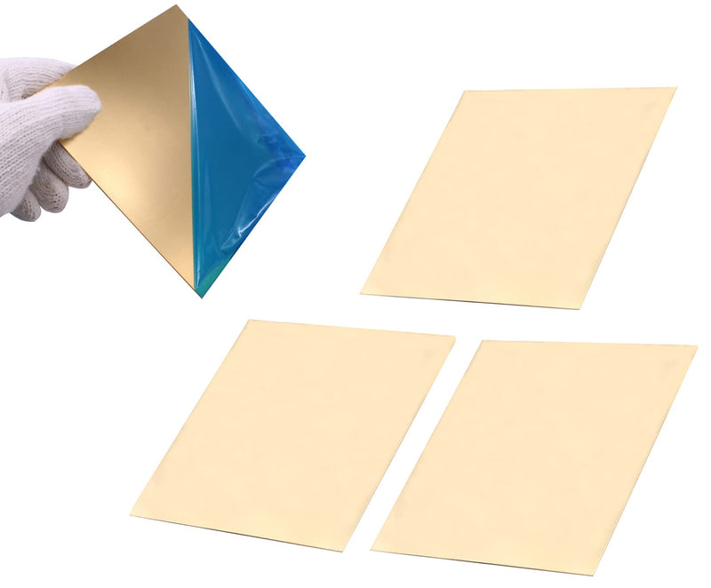 Daseyyue 3 Pcs C280 Brass Sheet, 6" x 6", 24 Gauge(0.02"/0.51mm) Thickness, No Scratches, Protective Film on Both Sides