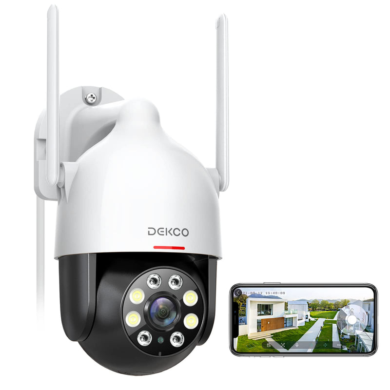 Security Camera Outdoor/Home, DEKCO WiFi Outdoor Security Cameras Pan-Tilt 360Â° View, 1080P Dome Surveillance Cameras with Motion Detection and Siren, 2-Way Audio,Full Color Night Vision, Waterproof 1 Pack