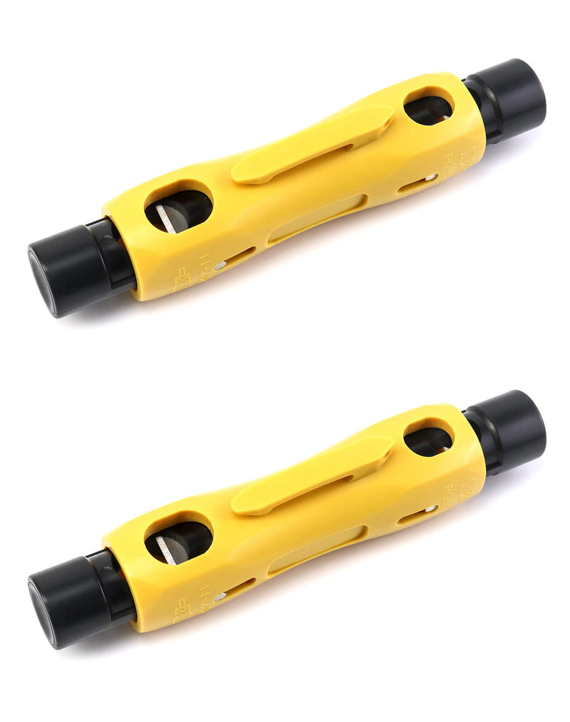 QWORK Double Ended Coax Stripper, 2 Pack Coxaial Cable Stripper Wire Cutter Coax Stripping Tool for RG7/11 and RG59/6/6Q