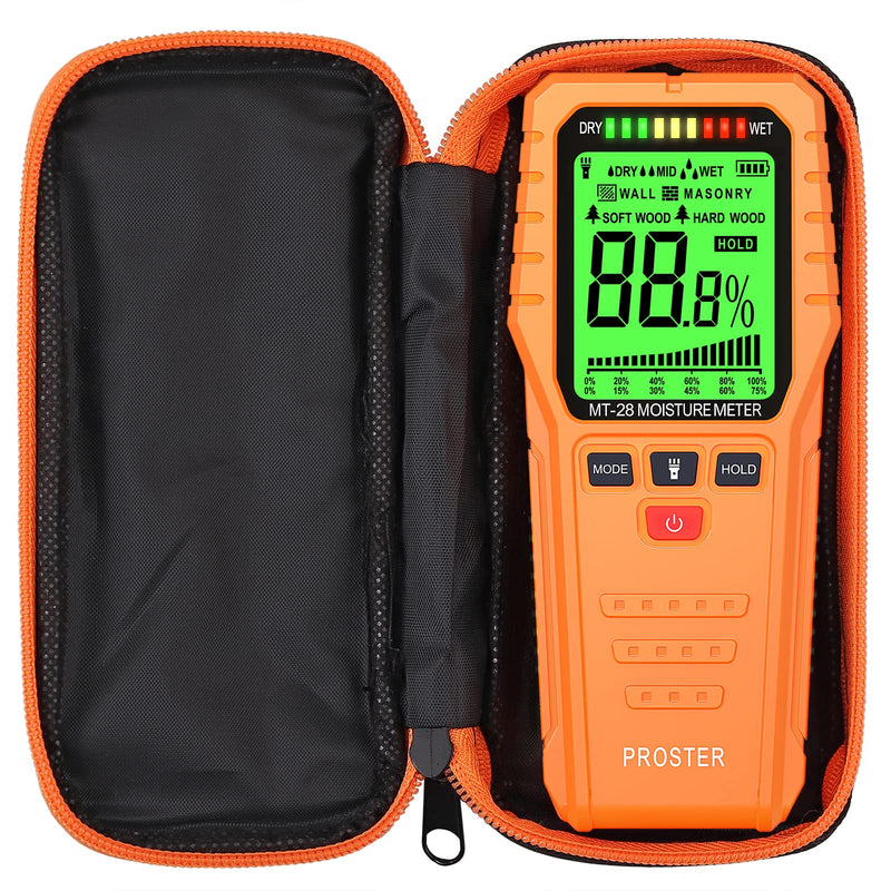 Pinless Wood Moisture Meter, Non-Destructive Moisture Detector for Wood Wallboard Masonry; Mold Moisture Tester Detect up to 3/4 Inch Below Surface, Visual/Audible Alarm, with Storage Case