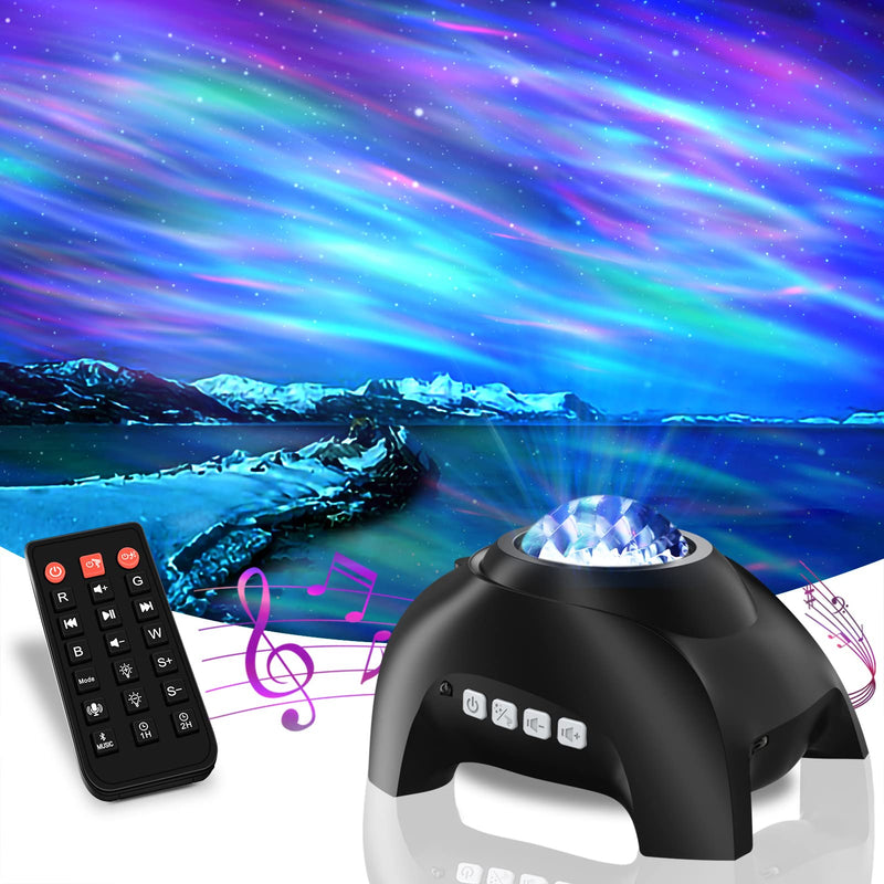 Northern Lights Aurora Projector for Bedroom with Music Bluetooth Speaker and White Noise, Vinwark Galaxy Projector, Starry Night Light Projectors for Kids Adults Gaming Room, Home Theater, Ceiling Black
