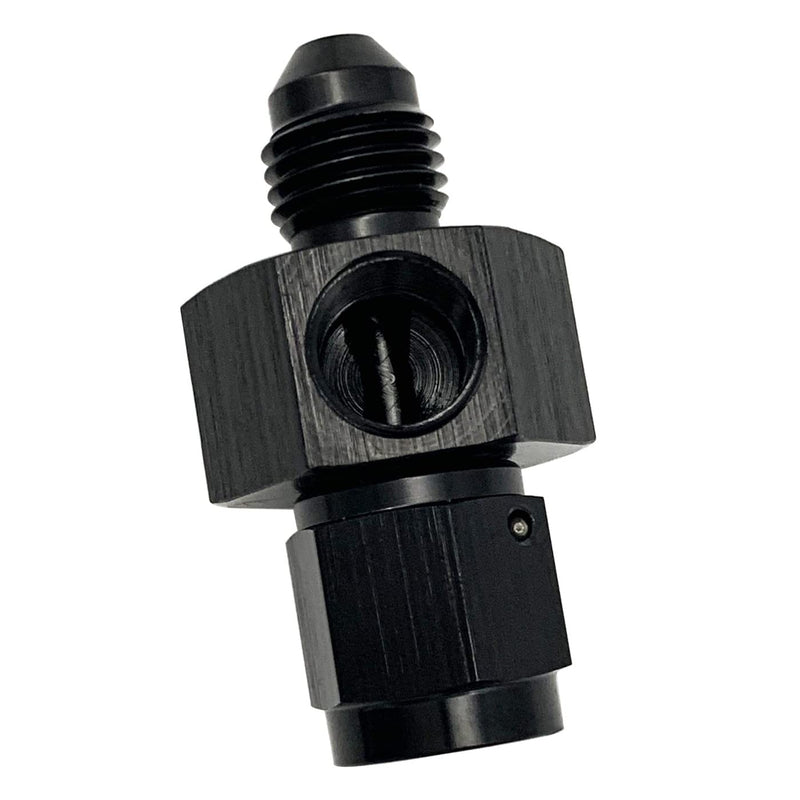 KRD PERFORMANCE Aluminum -3 AN Male to 3AN Female swivel with 1/8" NPT Gauge Port Pressure Take Off Hose Tube Adaptors Fitting, Black Male to female