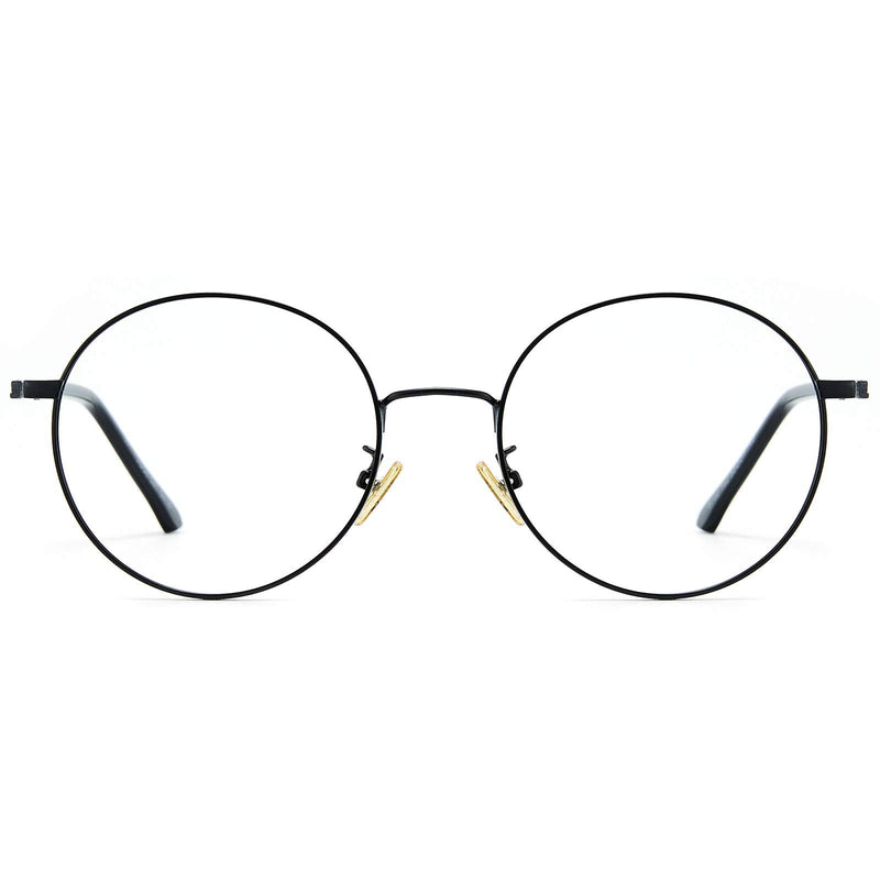 Cyxus Round Blue Light Glasses for Men Women Wire Frame UV Blocking Computer Glasses Clear Lens Metal Eyewear Ultra Light Relieve Digital Screen Eye Strain, Headache 00 - Black