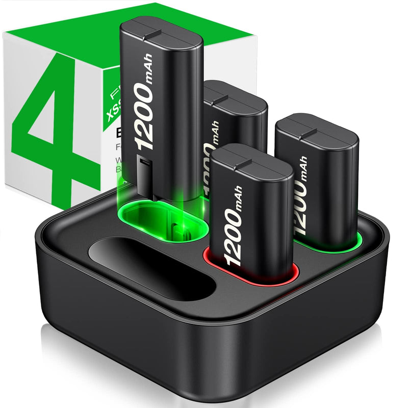Charger for Xbox One Controller Battery Pack with 4 x 1200mAh USB Rechargeable Xbox One Battery Charger Station for Xbox Series X|S, Xbox One S/One X/One Elite Controllers-Accessories Kit for Xbox One Black