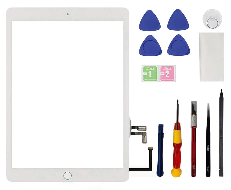 Touch Screen Replacement VDASO for iPad 5 5th Gen Digitizer A1822 A1823 2017 9.7 Inch,Only for iPad 5 5th Generation Digitizer with Home Button,Full Repair Kit (White) White