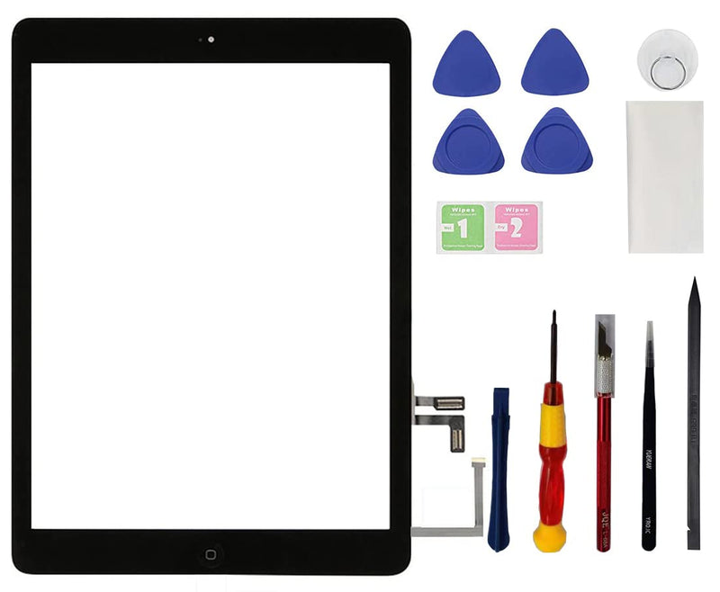Touch Screen Replacement VDASO for iPad Air 1st Generation Digitizer Glass 9.7 Inch,for A1474 A1475 A1476 Air 1st Gen Digitizer with Home Button,Full Repair Kit (Black) Black