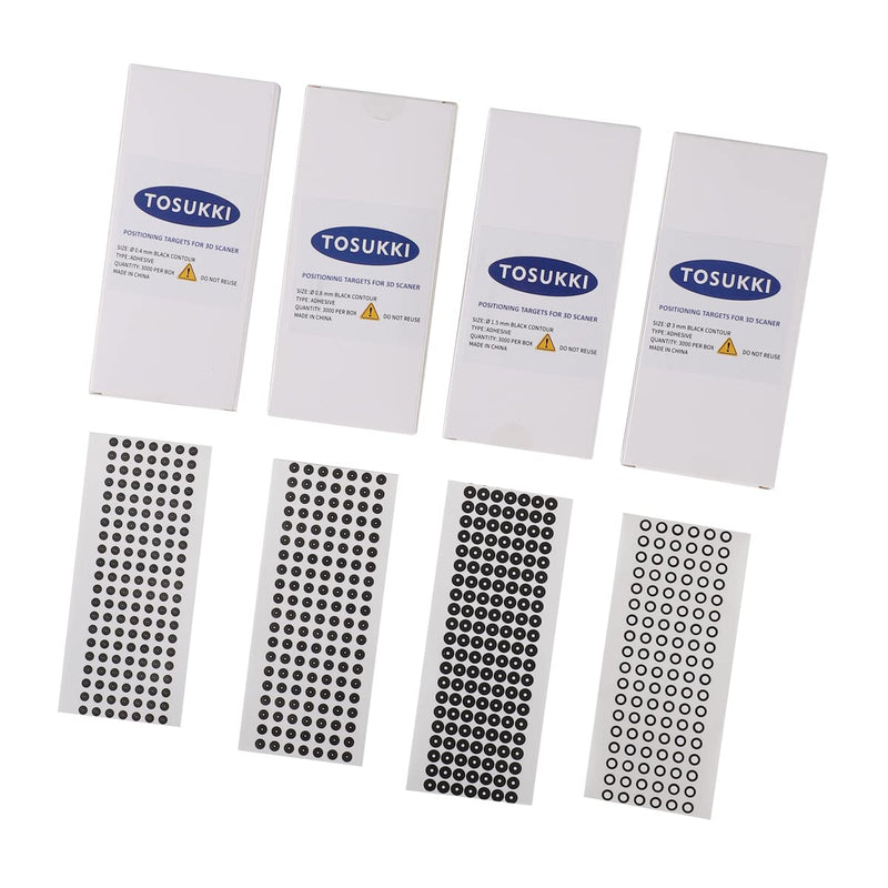TOSUKKI 3mm/1.5mm/0.8mm/0.4mm Positioning Targets for 3D Scaner,Reference Point Markers/Reflection Markers for 3D Scaning（3000 PER Box） Ø3mm